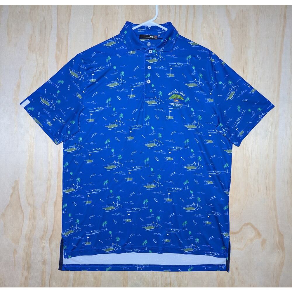 RLX Ralph Lauren Men's Large 121st U.S. Open Torrey Pines Golf Polo Blue